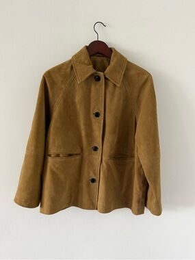 Zara Suede Button-Front Jacket in Tan